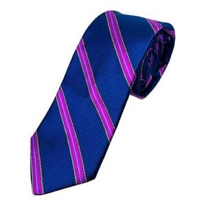Ted Baker London Men’s 100% Silk Blue & Pink Strip Tie